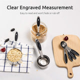 Measuring Cups : 18/8 Stainless Steel Measuring Cups and Spoons Set of 10 Piece, Upgraded Thickness Handle(Black)