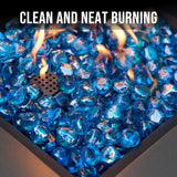 Fire Glass Diamonds for Fire Pit Fireplace Landscaping, 1/2 Inch Reflective Glass Fire-Diamonds, Caribbean Blue