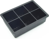 Ice Cube Tray - Silicone Ice Cube Tray - Ice Cube Tray with Large 6 Cavity Silicone Mold - Will Make Big Ice Cubes for Whiskey - Set of (2) in Black