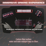 47 Inch Gaming Desk, Z Shaped PC Computer Desk Gaming Workstation with Headphone Hook, Ergonomic Gaming Table PC Desk for Game Players, Red