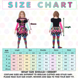 Girls Miss Matched Witch Halloween Fancy Dress Outfit, Child Girls Colorful Rainbow Halloween Witch Costume