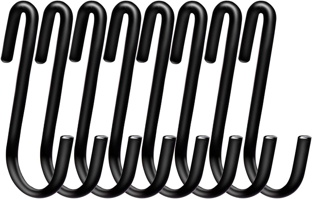 30 Pack 2.4 Inches S Hooks for Hanging on Wire Shelves, Black S Shaped Hanging Hooks Hangers Pan Holder Pot Wire Rack Hooks for Kitchenware Spoons Pans Pots Utensils Jeans Bags Towels Plants,