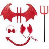 5 Pcs Devil Accessories for Woman, Devil Costume Accessories with Devil Wings, Devil Pitchfork Devil Horns and Tail, Halloween Devil Horns Cosplay Costume for Adults