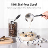 Measuring Cups : 18/8 Stainless Steel Measuring Cups and Spoons Set of 10 Piece, Upgraded Thickness Handle(Black)
