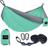 Camping Hammock, Portable Hammocks with Tree Straps & Attached Carry Bag, Camping Essentials Gear, Perfect for outside Indoor Hiking Beach Backpack Travel