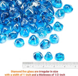 Fire Glass Diamonds for Fire Pit Fireplace Landscaping, 1/2 Inch Reflective Glass Fire-Diamonds, Caribbean Blue