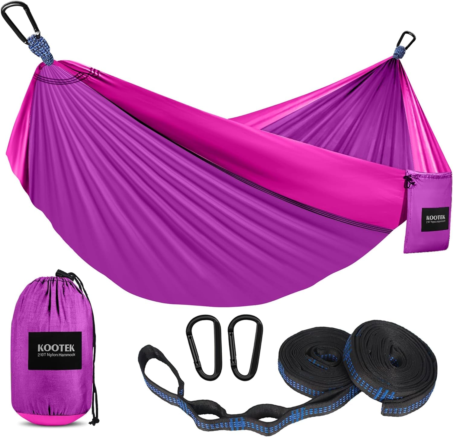 Camping Hammock, Portable Hammocks with Tree Straps & Attached Carry Bag, Camping Essentials Gear, Perfect for outside Indoor Hiking Beach Backpack Travel
