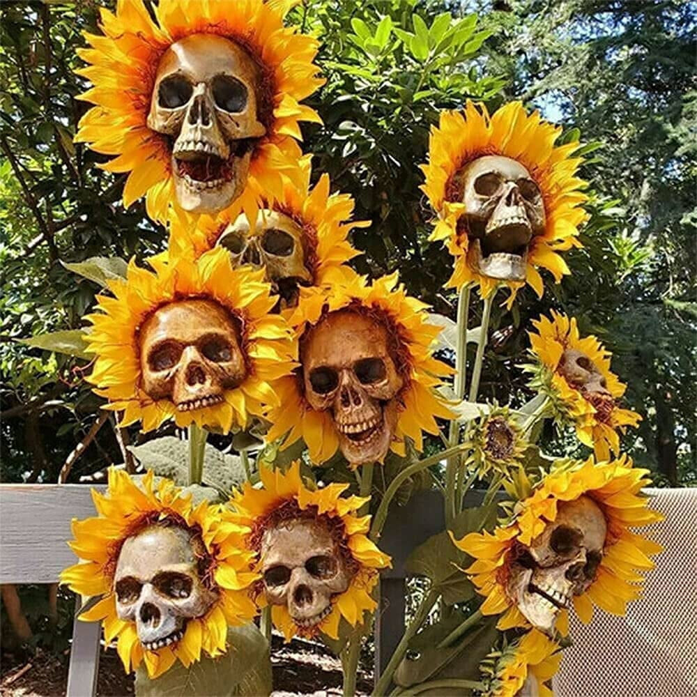 Gothic Sunflower Hallowen PVC Skull Fun Decoration