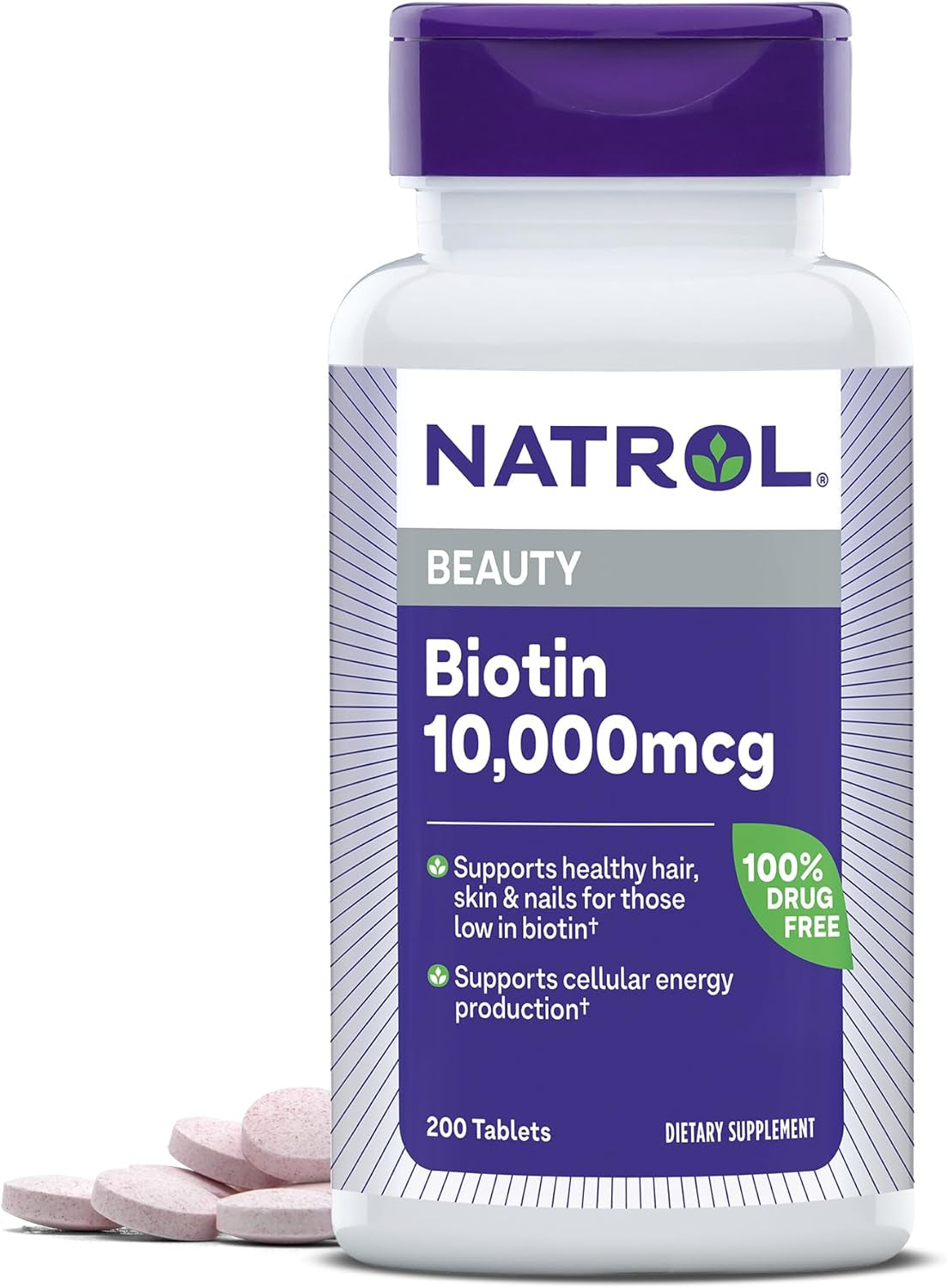 Biotin 10000Mcg, 4X Faster Dissolve Supplement for Healthy Hair, Skin and Nails for Those Low in Biotin, plus Energy Metabolism Support, 60 Tablets, up to a 60 Day Supply