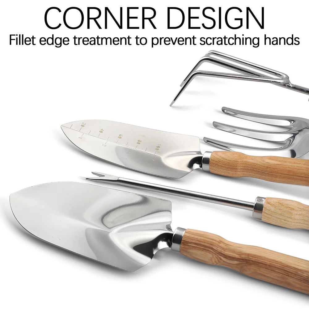 Home Gadgets Wooden Handle Stainless Steel Garden Planting Tools for Growing Vegetables Growing Flowers and Pulling Weeds Household Shovel Rake Tools on Sale and Clearance