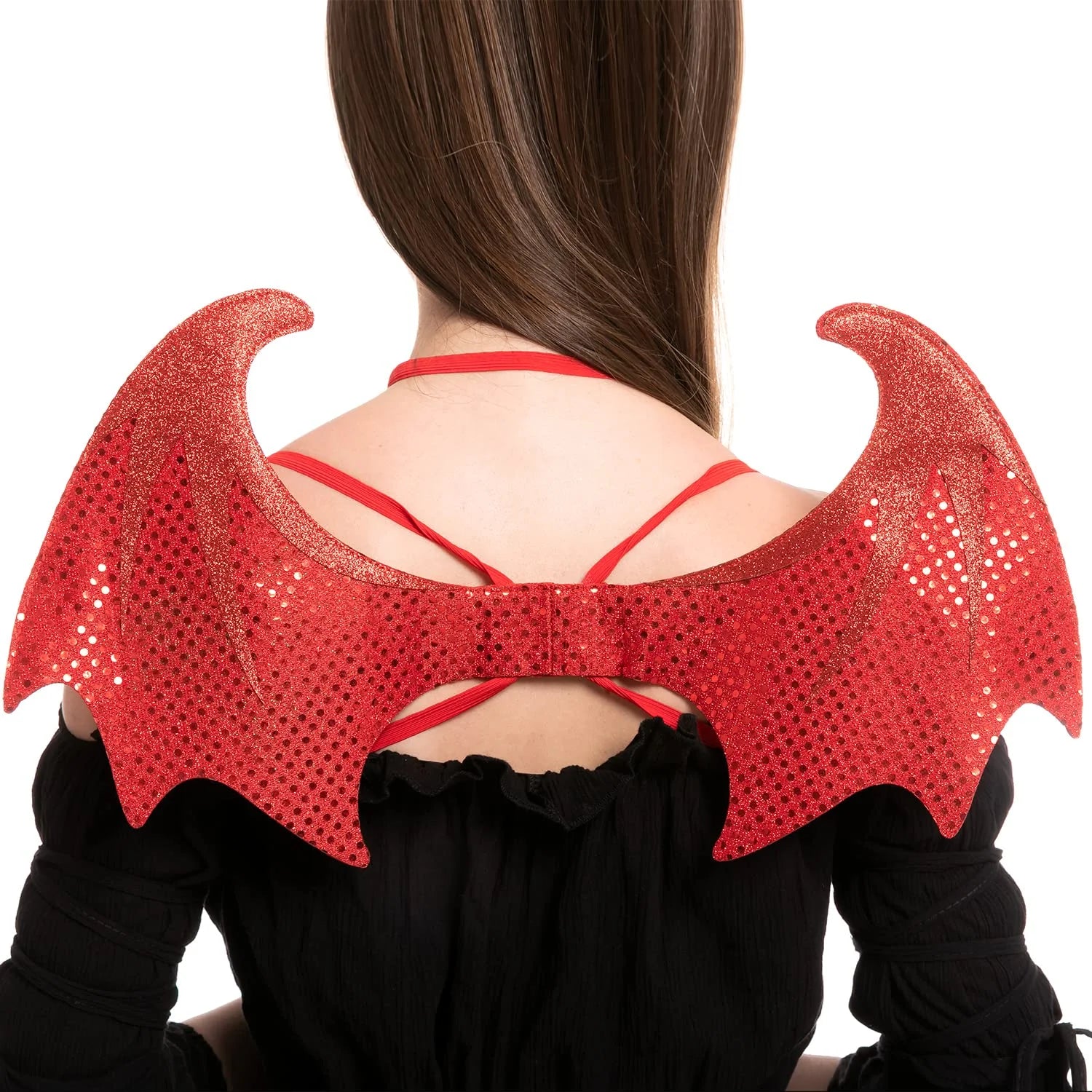 5 Pcs Devil Accessories for Woman, Devil Costume Accessories with Devil Wings, Devil Pitchfork Devil Horns and Tail, Halloween Devil Horns Cosplay Costume for Adults