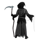 Child Glowing Eyes Grim Reaper Costume, Phantom Costume for Kids Halloween Fancy Dress up 5-12 Years