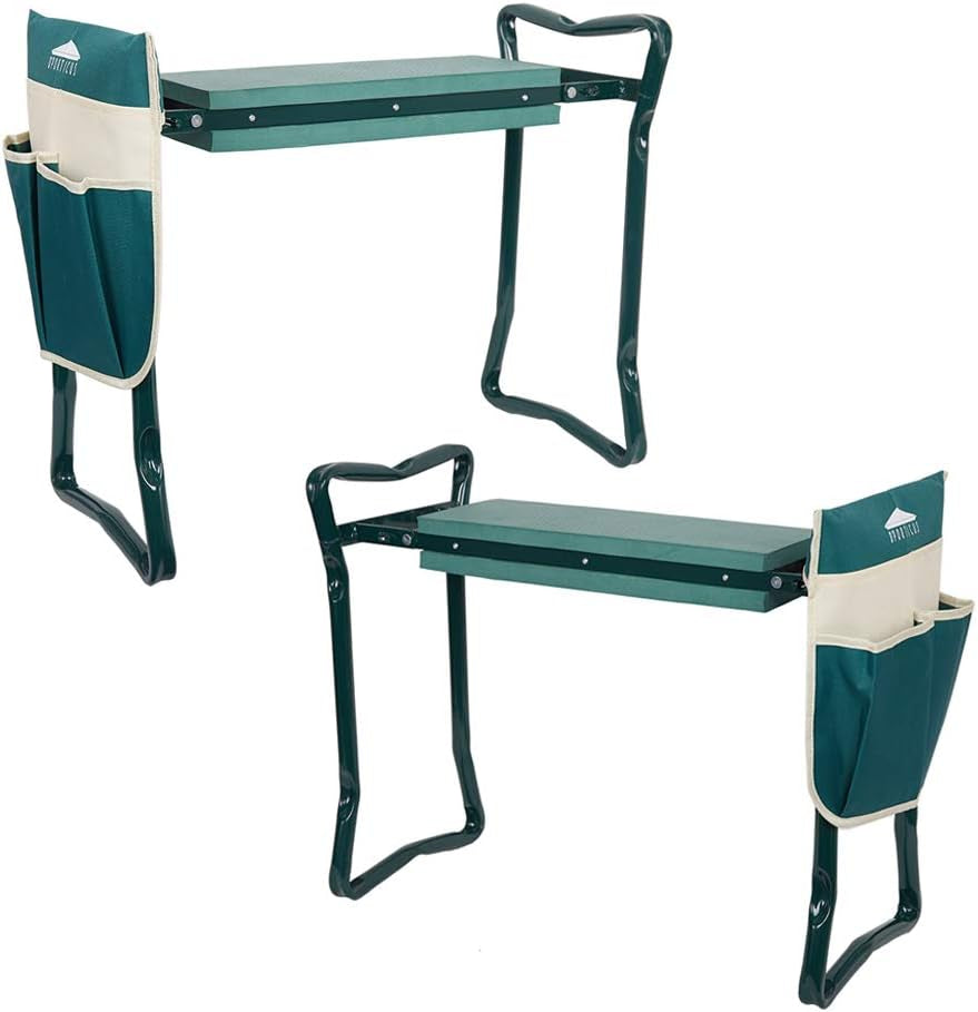 Folding Garden Kneeler Seat Portable Bench Stool with Soft Kneeling Foam Pad and Tool Pouch for Gardening,Fishing