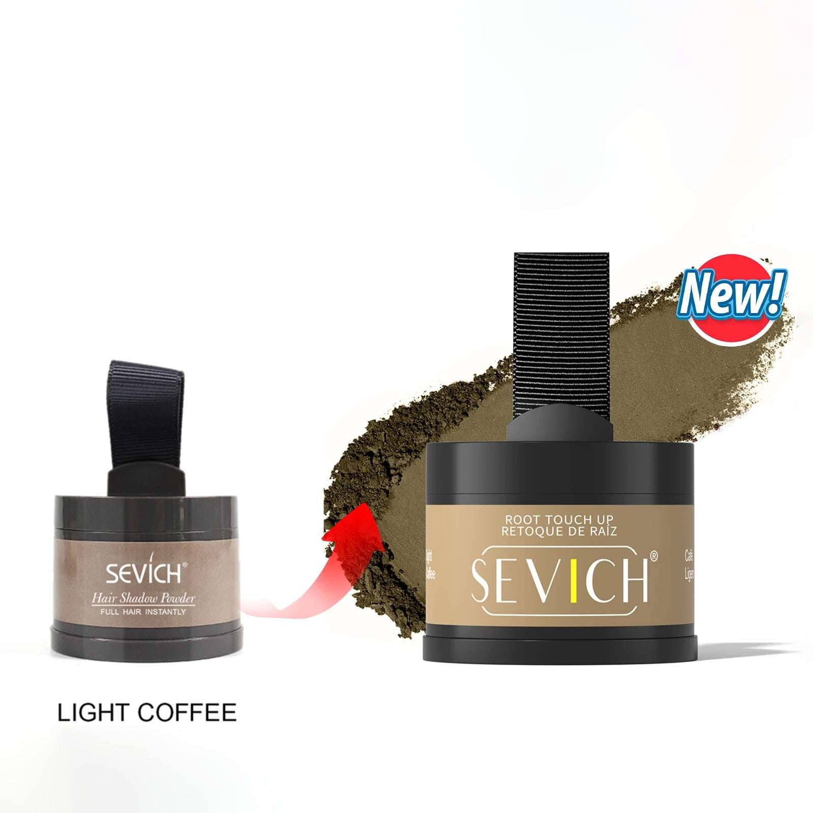 Light Coffee Hairline Powder - Instant Coverage | 14-Hour Wear in new container for easy application and natural hairline definition.