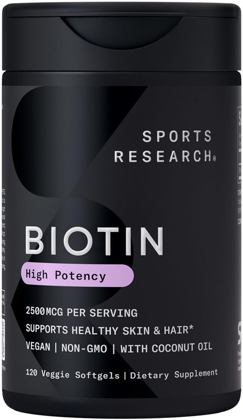 ® Biotin 10,000Mcg with Organic Coconut Oil - Biotin (Vitamin B7) for Healthy Skin and Hair Support* - for Women and Men - Vegan, Non-Gmo, Gluten & Soy-Free - 120 Veggie Softgels