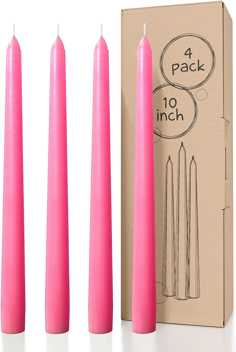 10 Inch Taper Candles - Set of 4 Dripless Unscented Candlesticks - Perfect for Dinner and Household Use - Light Blue