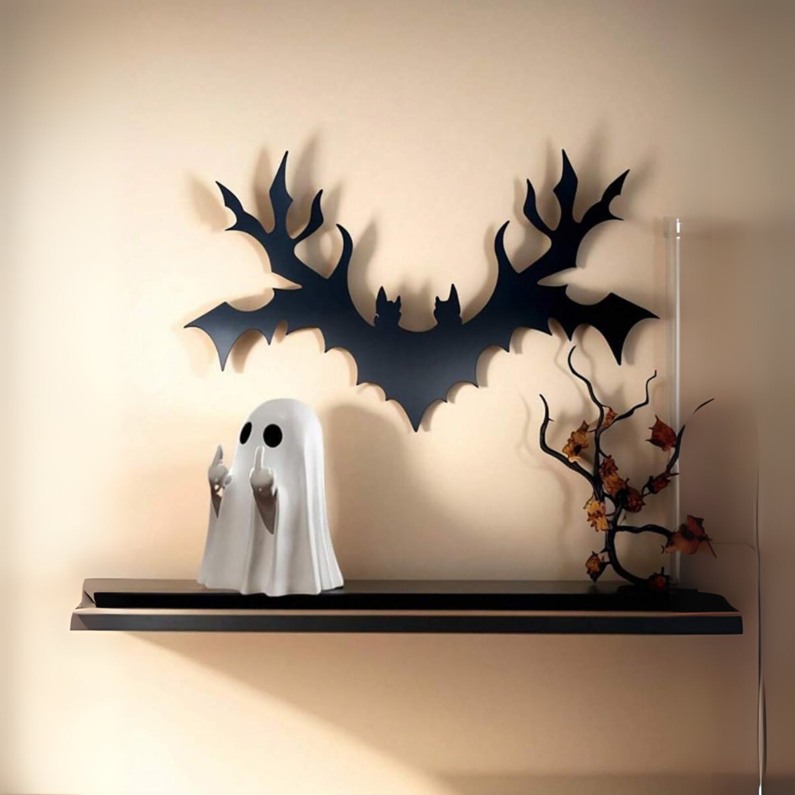 1Pc Halloween Ghost Statue Funny Middle Finger Resin Ghost Statue Hallowen Decor