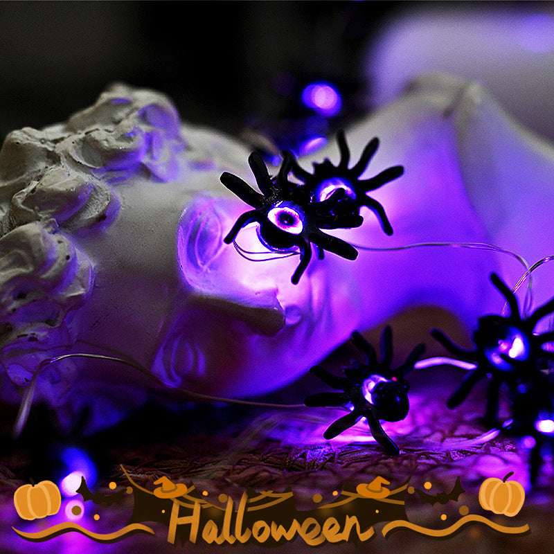 LED Purple Spider Lighting Chain Halloween Decoration Light