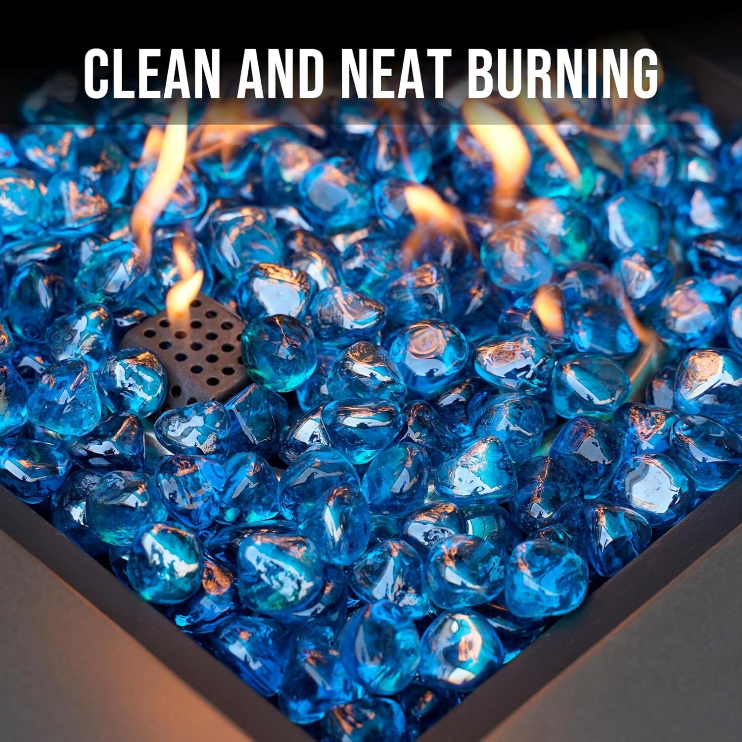 Fire Glass Diamonds for Fire Pit Fireplace Landscaping, 1/2 Inch Reflective Glass Fire-Diamonds, Caribbean Blue