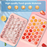 Ice Cube Tray with Lid and Bin - round Ice Trays for Freezer with Lid - Ice Cube Trays for Freezer with Ice Container (1"-2PACK Pink)
