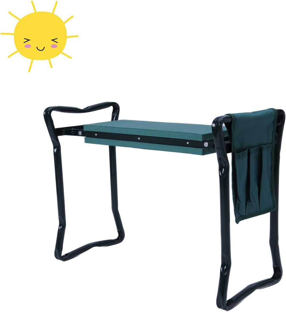 Folding Garden Kneeler Seat Portable Bench Stool with Soft Kneeling Foam Pad and Tool Pouch for Gardening,Fishing