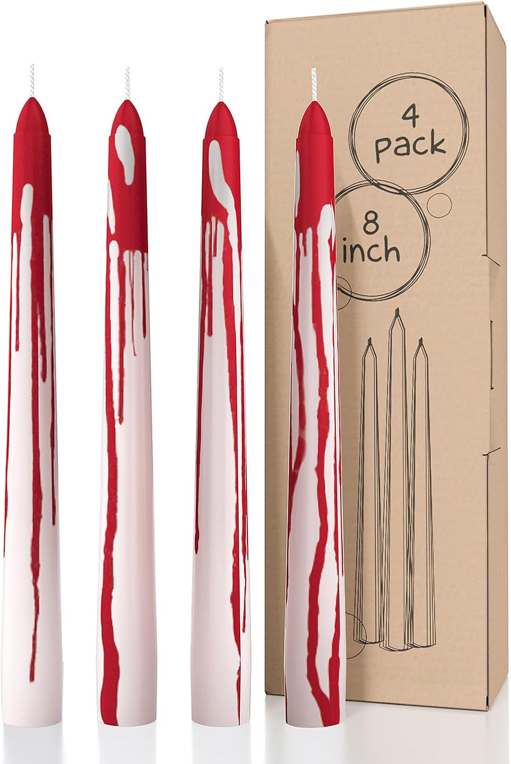 10 Inch Taper Candles - Set of 4 Dripless Unscented Candlesticks - Perfect for Dinner and Household Use - Light Blue