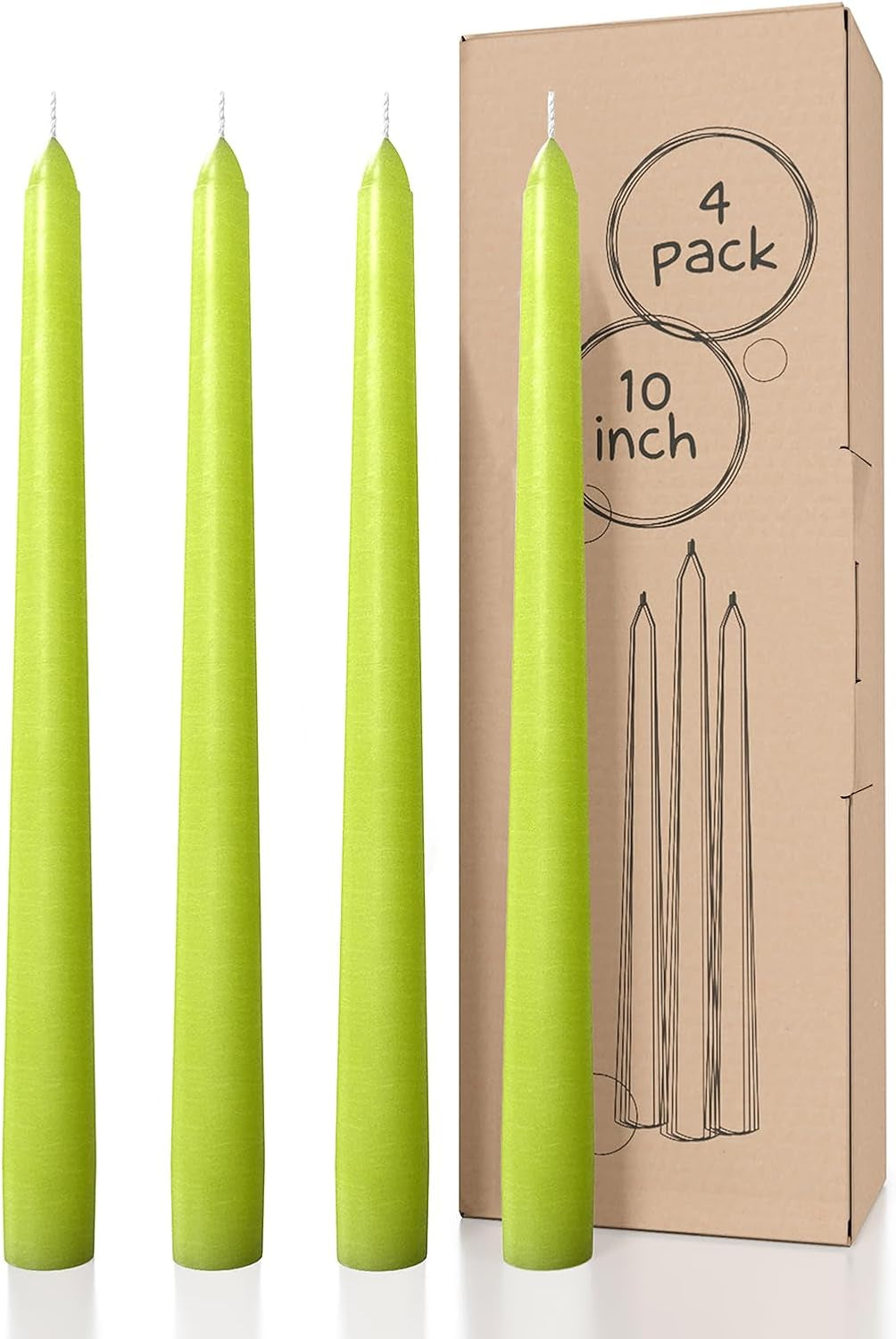 10 Inch Taper Candles - Set of 4 Dripless Unscented Candlesticks - Perfect for Dinner and Household Use - Light Blue