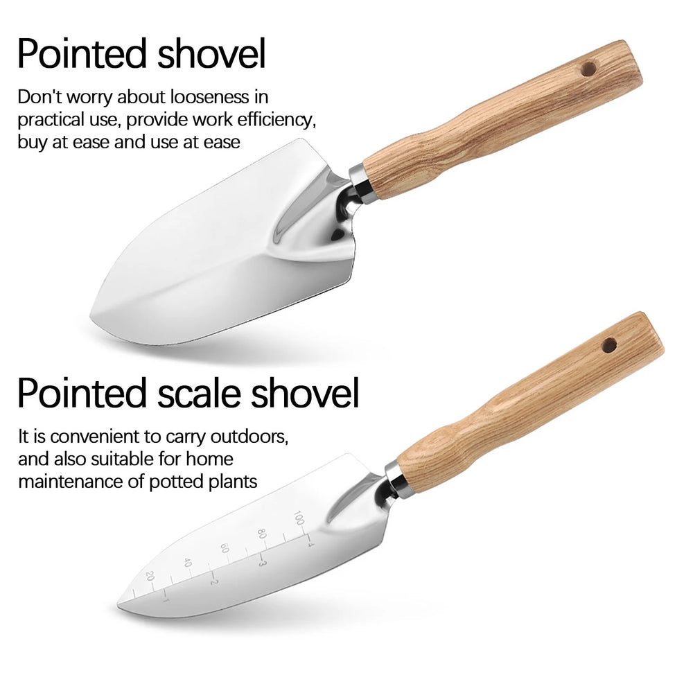 Home Gadgets Wooden Handle Stainless Steel Garden Planting Tools for Growing Vegetables Growing Flowers and Pulling Weeds Household Shovel Rake Tools on Sale and Clearance