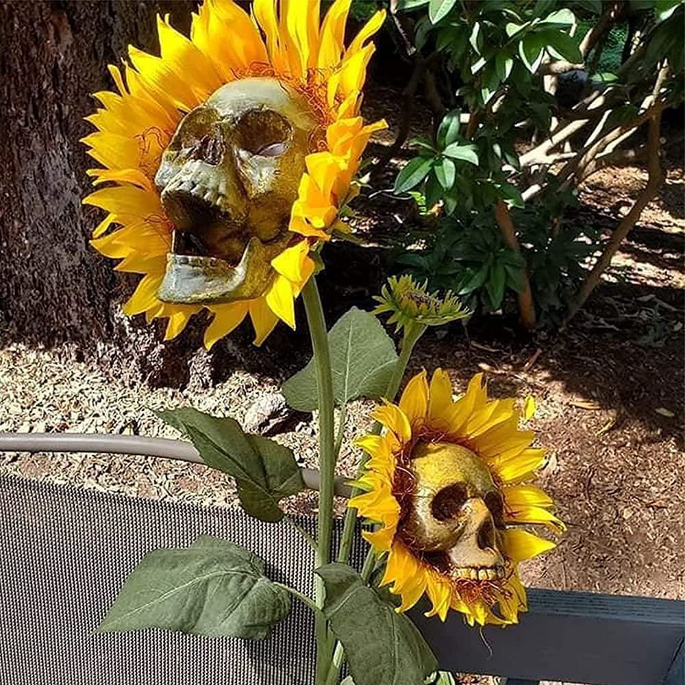 Gothic Sunflower Hallowen PVC Skull Fun Decoration