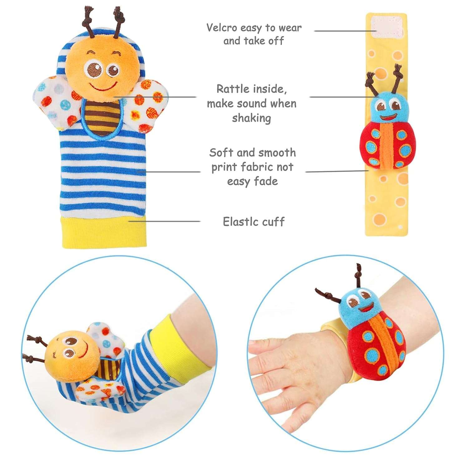 Baby Rattles Toys for 0-12 Month, Infant Girl Boy Toys for Babies 3-6 Months, Newborn Hand & Foot Toys for 0 to 9 Months, Baby Shower Gifts Set with Wrist Rattle Socks