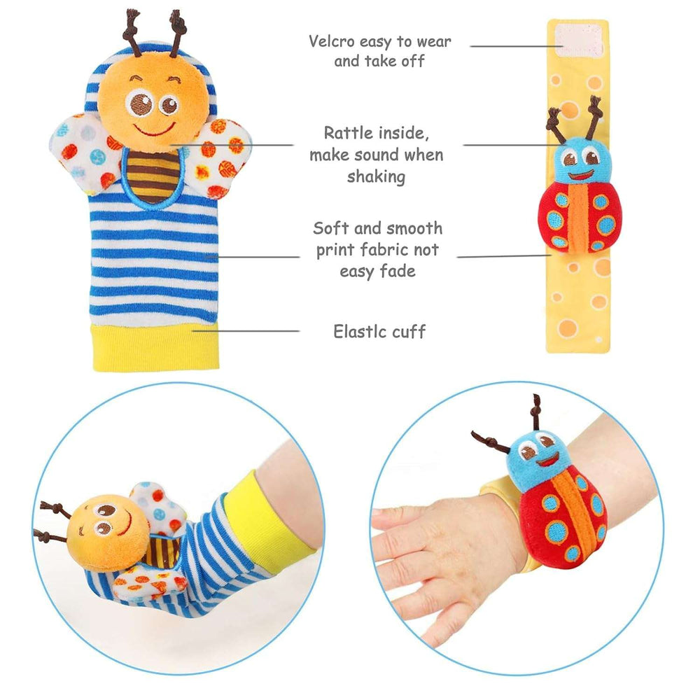 Baby Rattles Toys for 0-12 Month, Infant Girl Boy Toys for Babies 3-6 Months, Newborn Hand & Foot Toys for 0 to 9 Months, Baby Shower Gifts Set with Wrist Rattle Socks