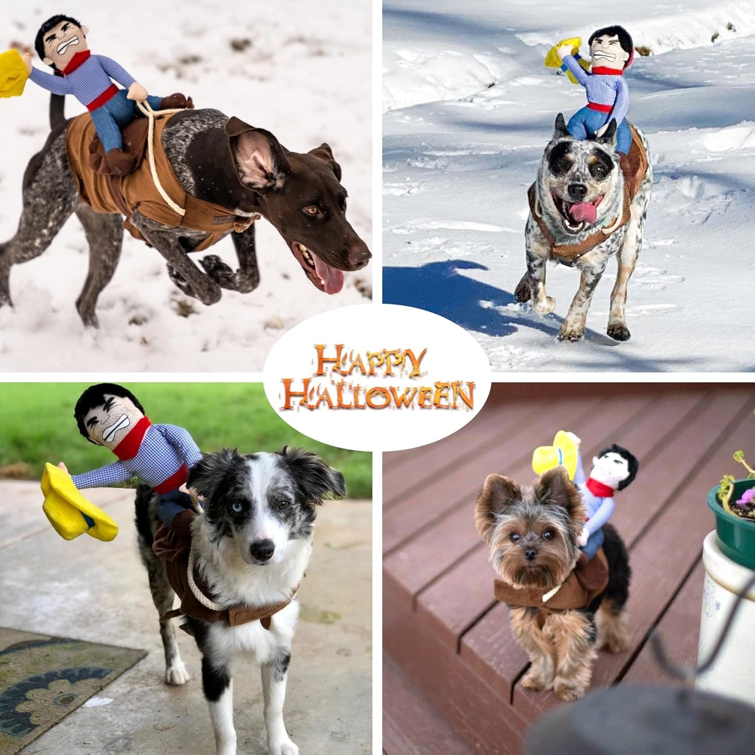 Dog Halloween Costume Funny Dog Cowboy Riding Costume Pet Costume Cat Suit Cowboy Rider Style for Small Medium Large Dogs (Cowboy, Small)