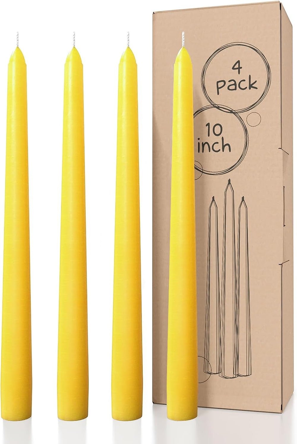 10 Inch Taper Candles - Set of 4 Dripless Unscented Candlesticks - Perfect for Dinner and Household Use - Light Blue