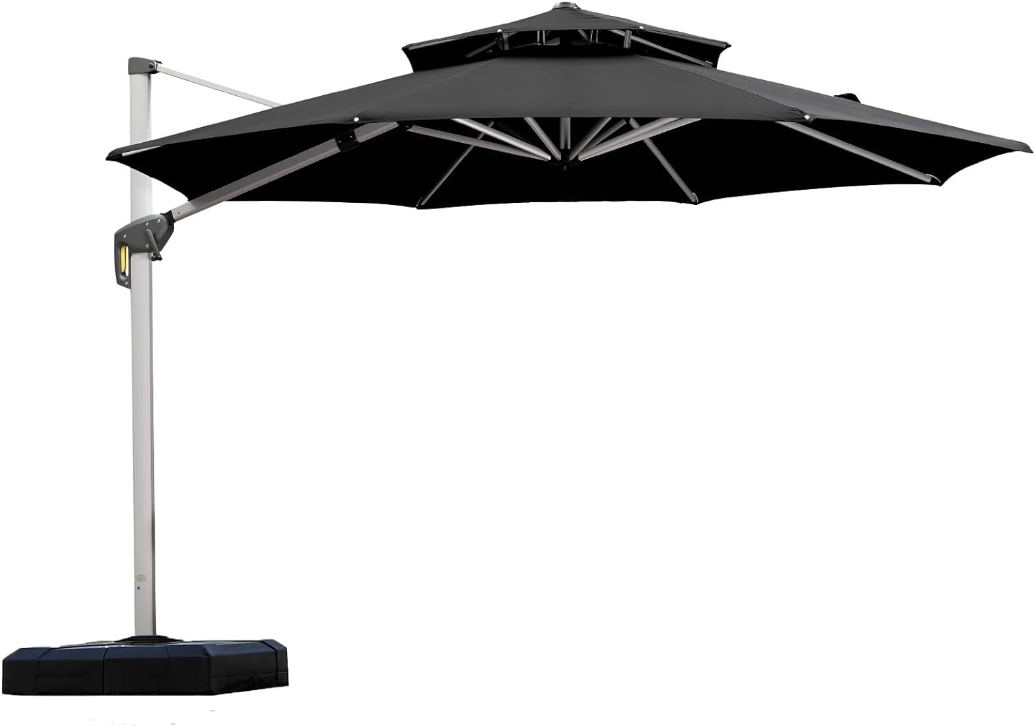 12 Feet Double Top round Deluxe Patio Umbrella Offset Hanging Umbrella Outdoor Market Umbrella Garden Umbrella, Black