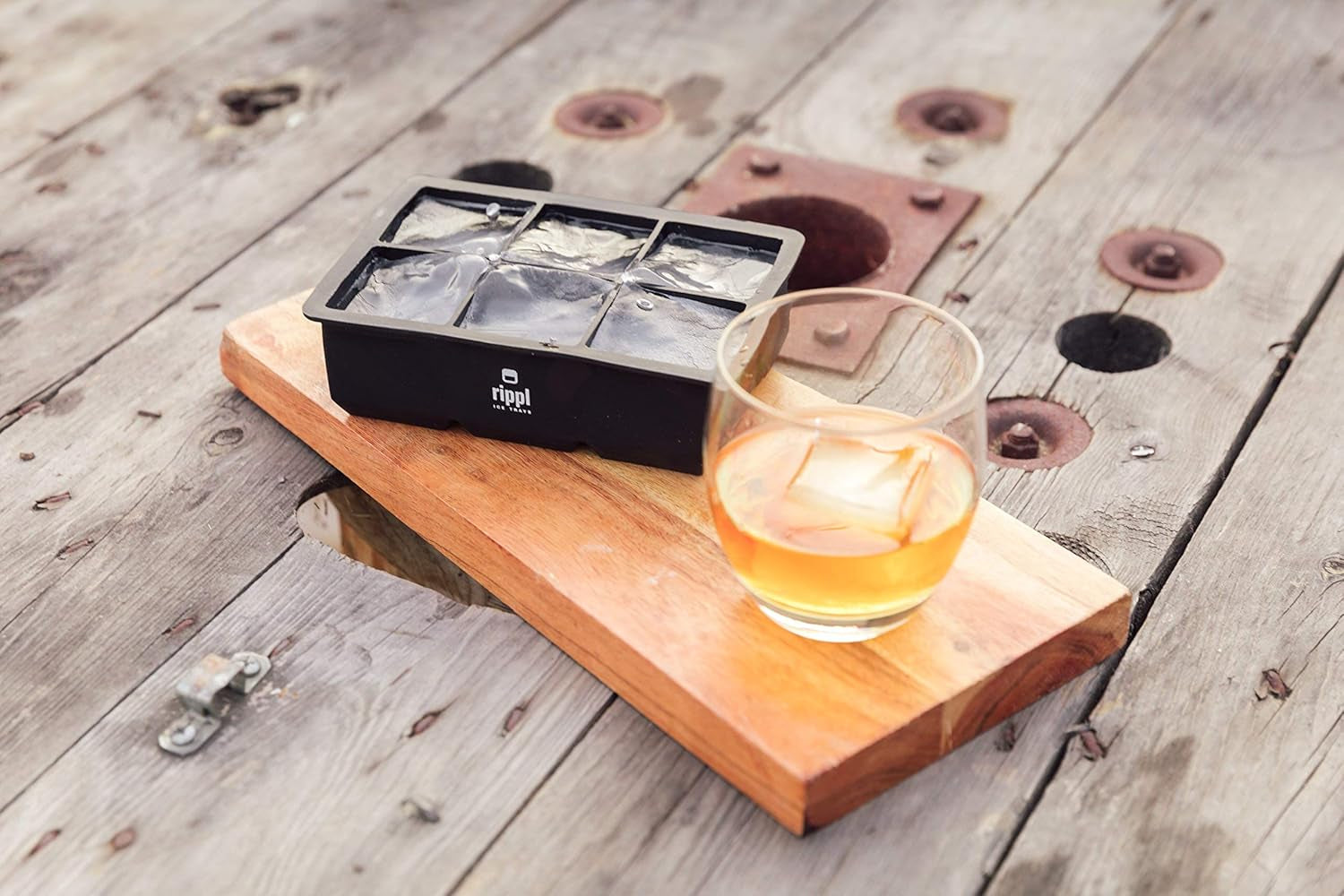 Ice Cube Tray - Silicone Ice Cube Tray - Ice Cube Tray with Large 6 Cavity Silicone Mold - Will Make Big Ice Cubes for Whiskey - Set of (2) in Black