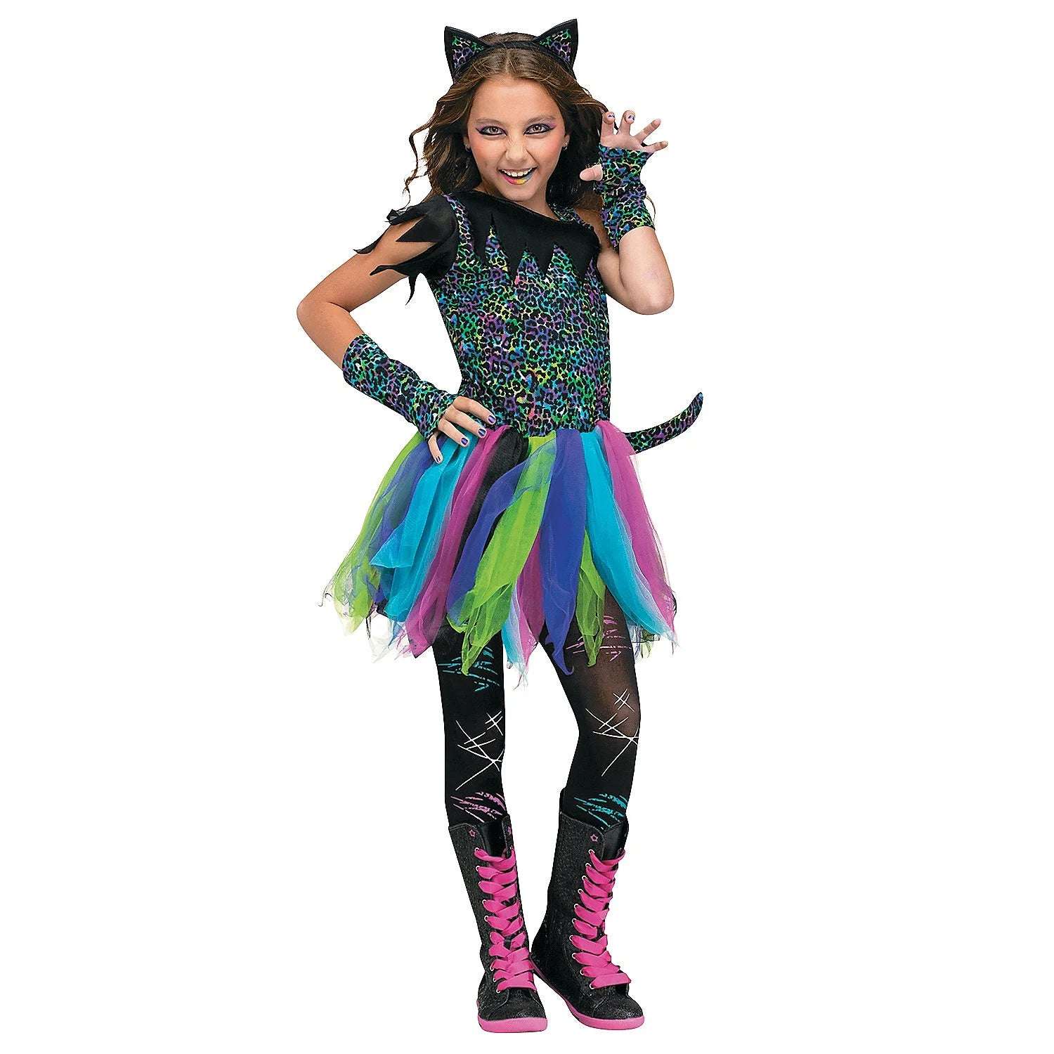 Rainbow Cat Girl'S Halloween Fancy-Dress Costume for Child, M