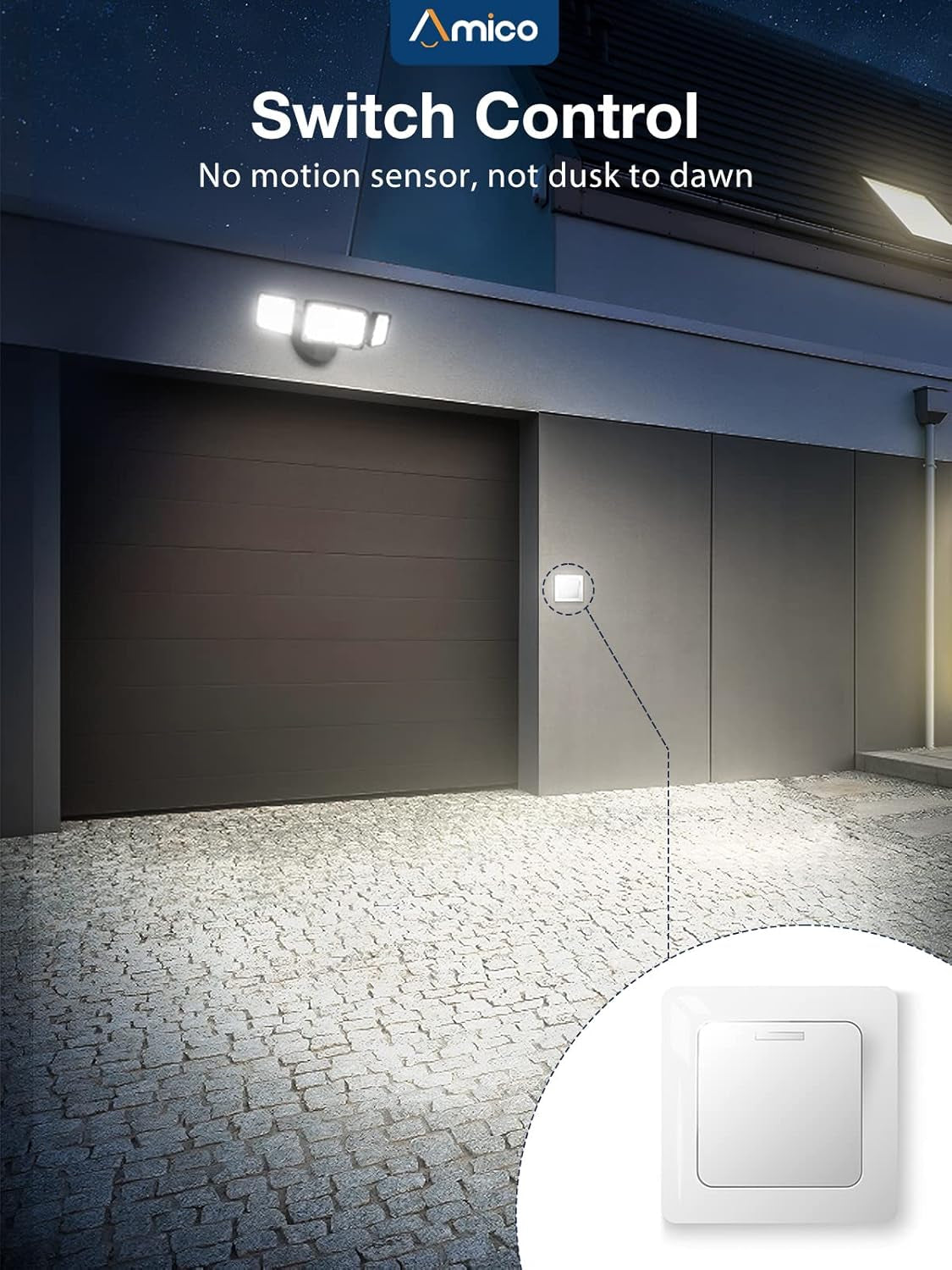 LED Flood Lights Outdoor 3500LM Security Light, 30W Bright Outdoor Lights 2 Pack, 5000K Daylight White, IP65 Waterproof 3 Adjustable Heads for Garage, Backyard, Patio, Garden, Porch&Stair(Black)