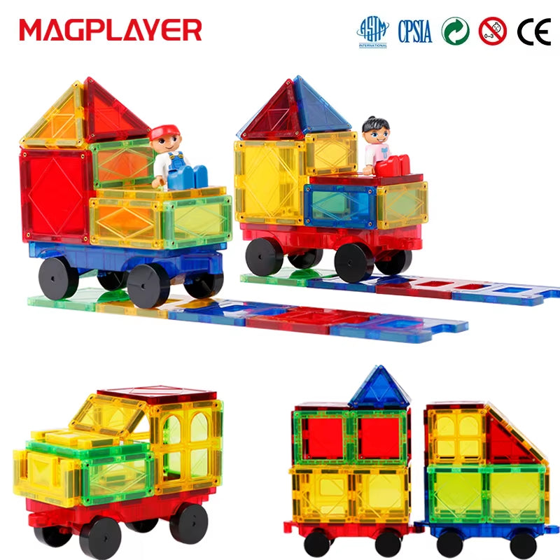 Magnetic Building Blocks Construction Strong Magnet Tiles Children Montessori Educational Toys for Kids Christmas Gift