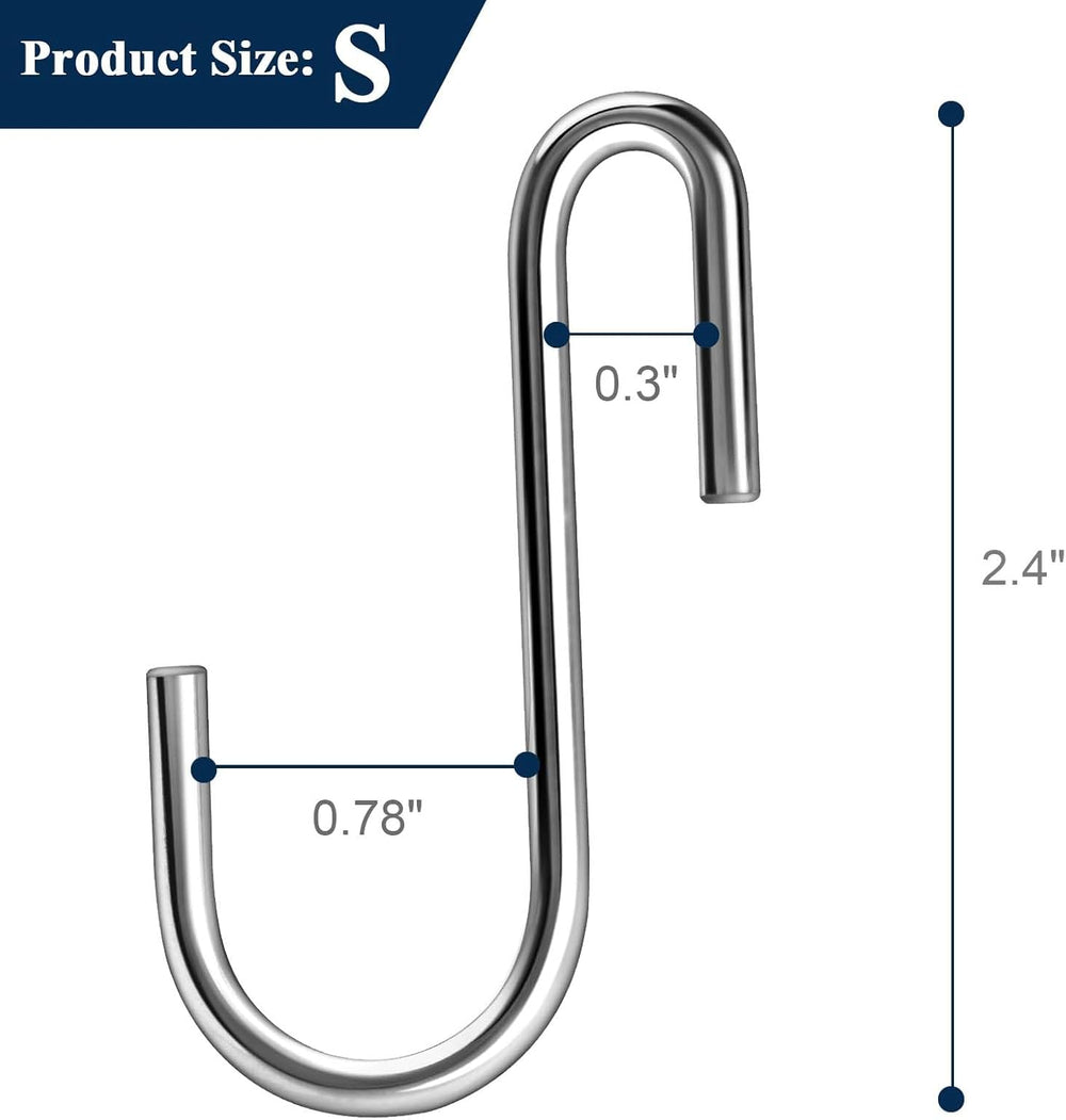 30 Pack Heavy Duty S Hooks Pan Pot Holder Rack Hooks Hanging Hangers S Shaped Hooks for Kitchenware Pots Utensils Clothes Bags Towels Plants