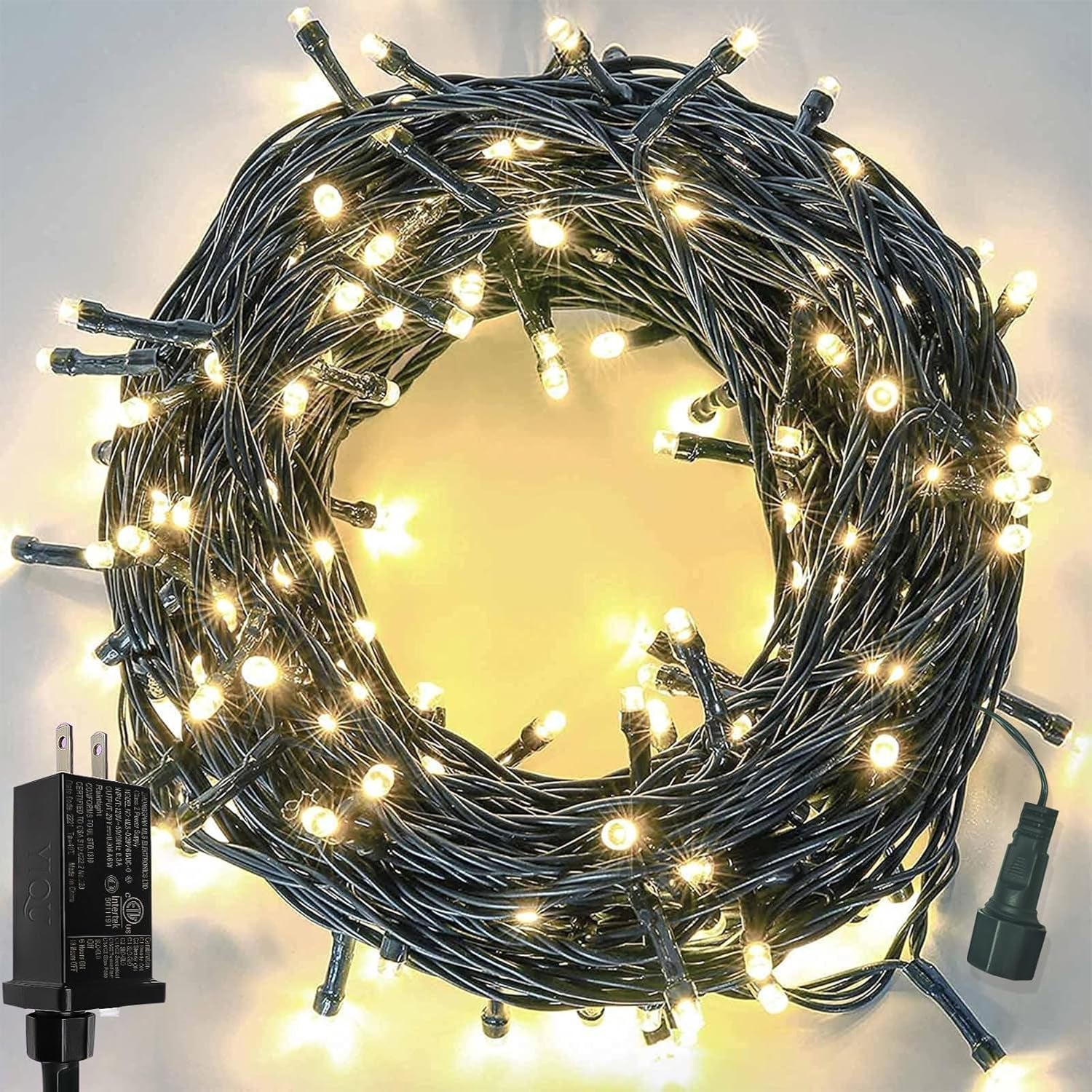 Upgraded 75.8 FT 200 LED Christmas String Lights Outdoor/Indoor, Timer & Memory Function & 8 Modes, Extendable Green Wire Waterproof Fairy String Lights for Xmas Tree Holiday Party Garden (Warm White)
