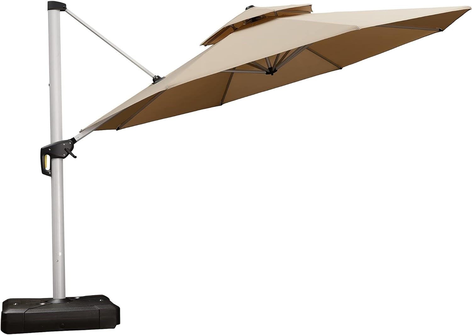 12 Feet Double Top round Deluxe Patio Umbrella Offset Hanging Umbrella Outdoor Market Umbrella Garden Umbrella, Black