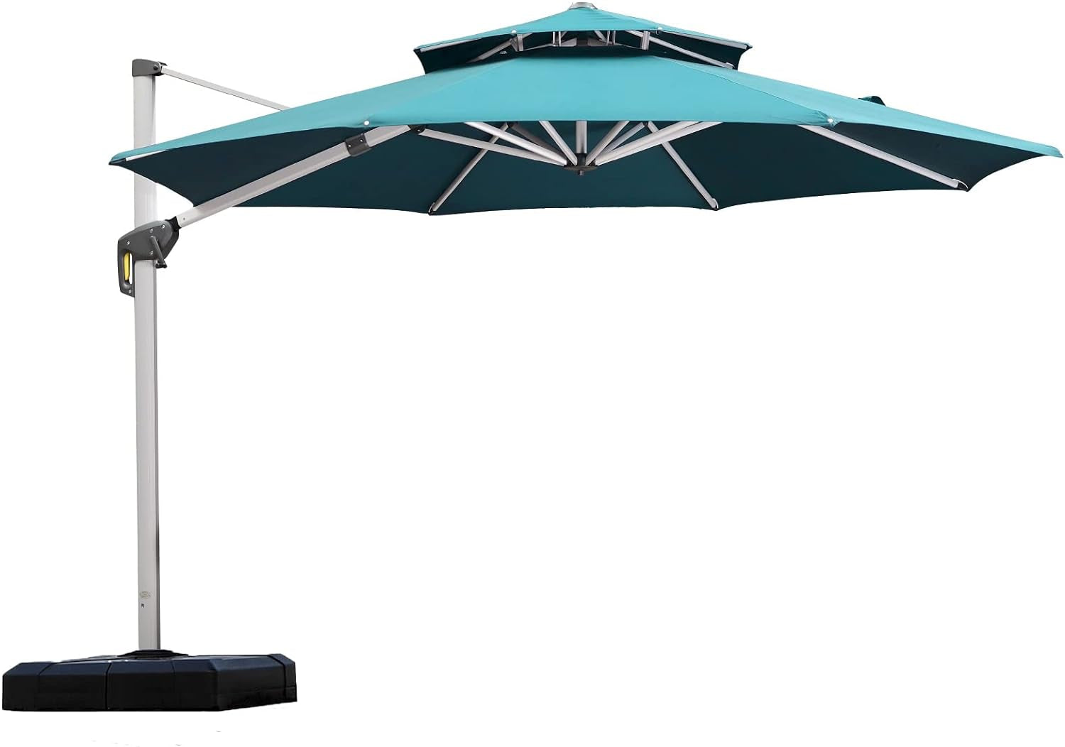 12 Feet Double Top round Deluxe Patio Umbrella Offset Hanging Umbrella Outdoor Market Umbrella Garden Umbrella, Black