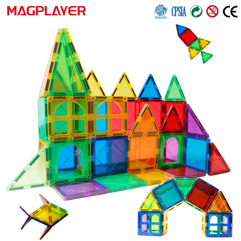 Magnetic Building Blocks Children DIY Games Montessori Educational Toys Construction Sets Magnet Tiles for Kids Gift