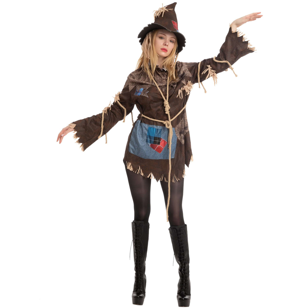 Scary Scarecrow Costume for Adult Women Halloween Dress up Party Cosplay