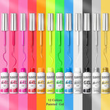 Painted Gel Nail Polish Set, Line Art Gel 12 Colors Neon Pink Yellow Green Glitter Silver Gold Nail Art Painting Manicure Tools DIY Drawing Nailgel for Line U V L E D Required