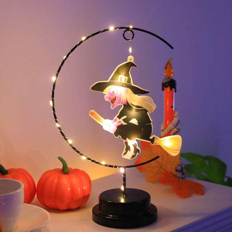 Led Halloween Wrought Iron Witch Modeling Lamp Atmosphere Decorative Lamp