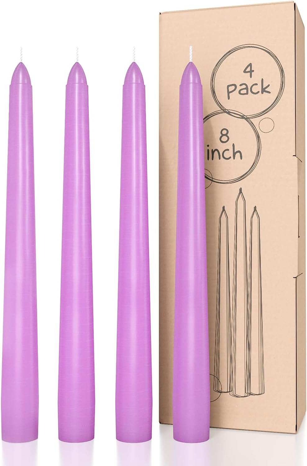 10 Inch Taper Candles - Set of 4 Dripless Unscented Candlesticks - Perfect for Dinner and Household Use - Light Blue