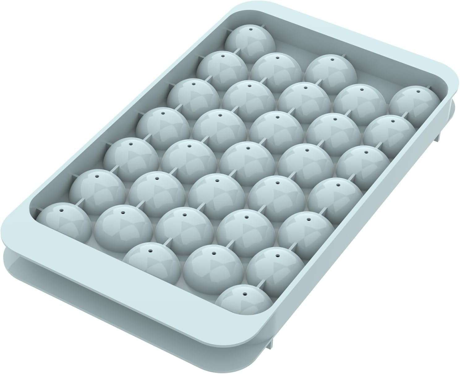 Ice Cube Tray with Lid and Bin - round Ice Trays for Freezer with Lid - Ice Cube Trays for Freezer with Ice Container (1"-2PACK Pink)