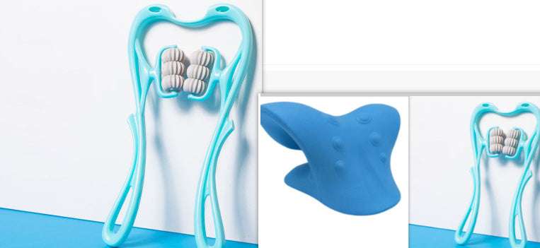 Blue 6 Roller Neck Massager and acupressure pillow combo for ergonomic and deep tissue muscle relief.