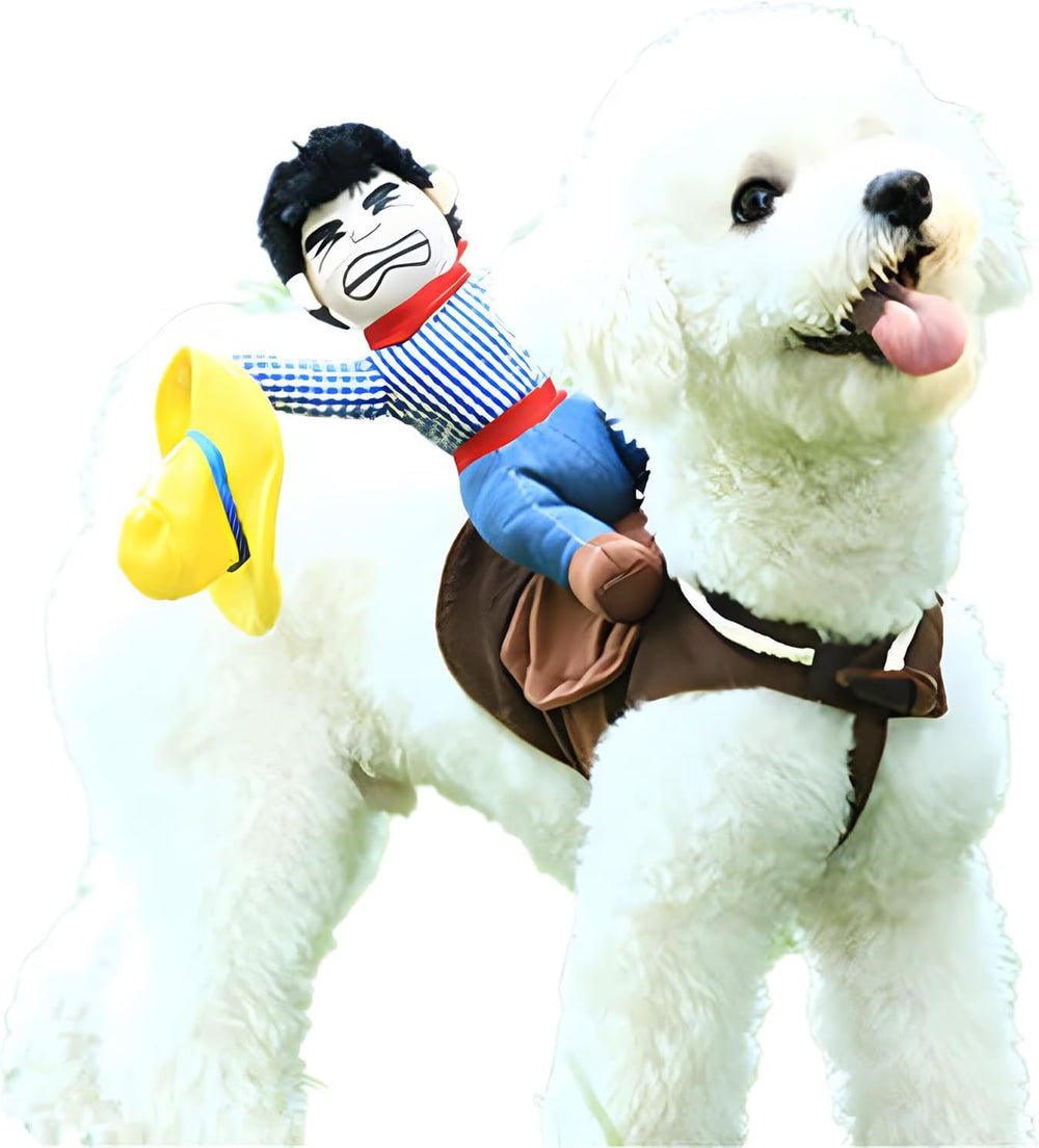 Dog Halloween Costume Funny Dog Cowboy Riding Costume Pet Costume Cat Suit Cowboy Rider Style for Small Medium Large Dogs (Cowboy, Small)